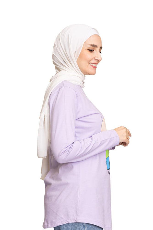 Lilac Printed Long - Sleeve Design 35 - Khotwh